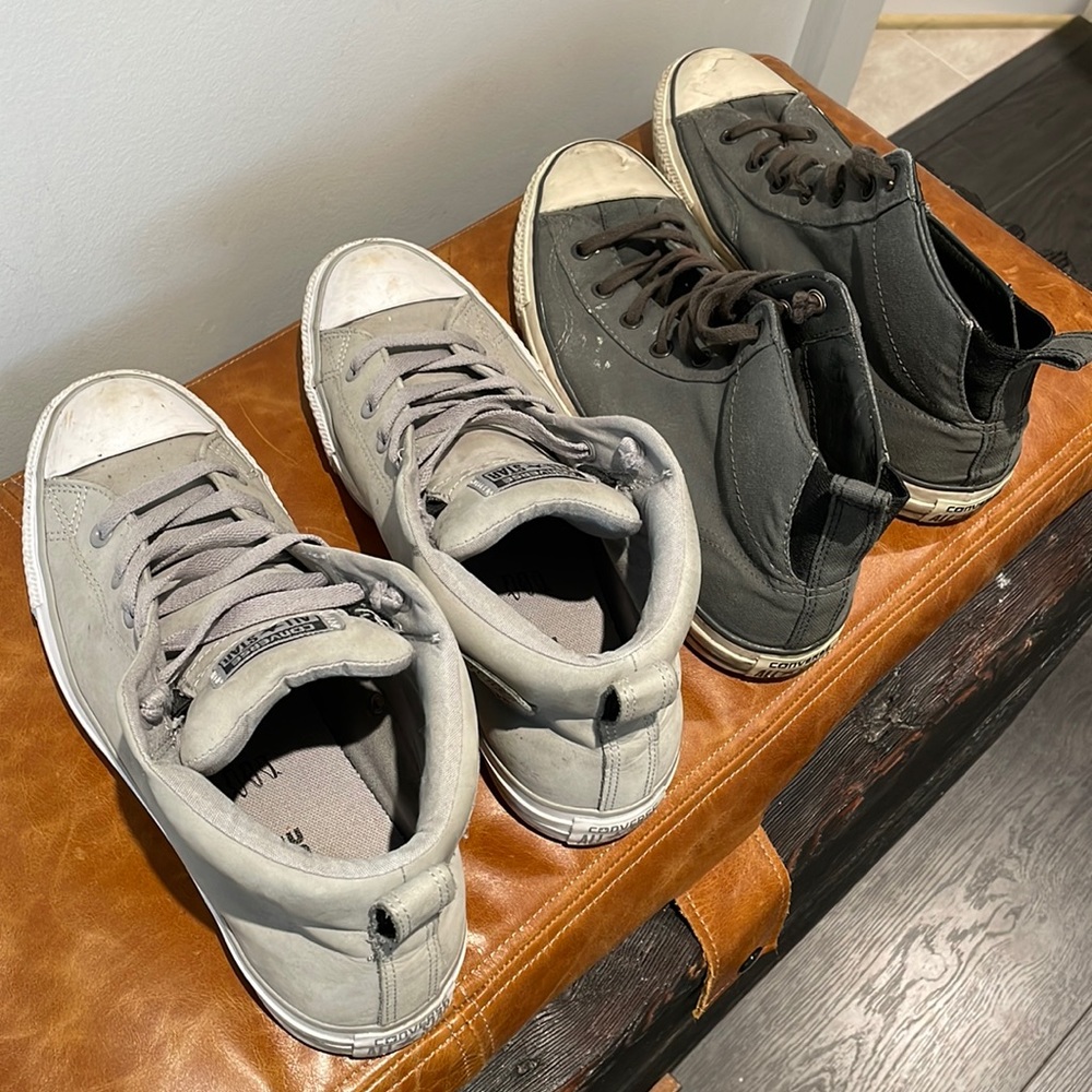 Mens converse size 9.5. Limited edition (darker pair) selling as is